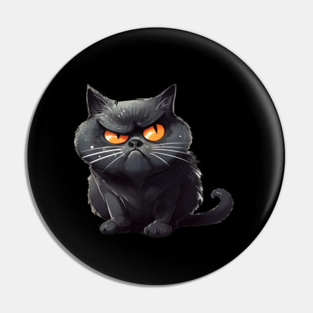 Funny Black Cat, Annoyed looking Cat Pin by logiamerch