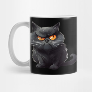 Funny Black Cat, Annoyed looking Cat Mug