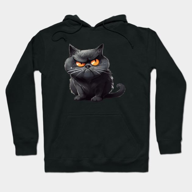 Funny Black Cat, Annoyed looking Cat Hoodie by logiamerch