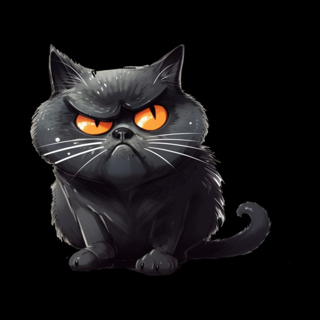 Funny Black Cat, Annoyed looking Cat by logiamerch