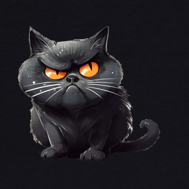 Funny Black Cat, Annoyed looking Cat by logiamerch