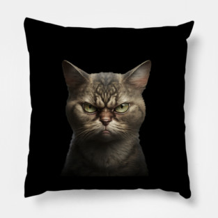 Funny Annyoyed Cat Face, Love Cats Pillow