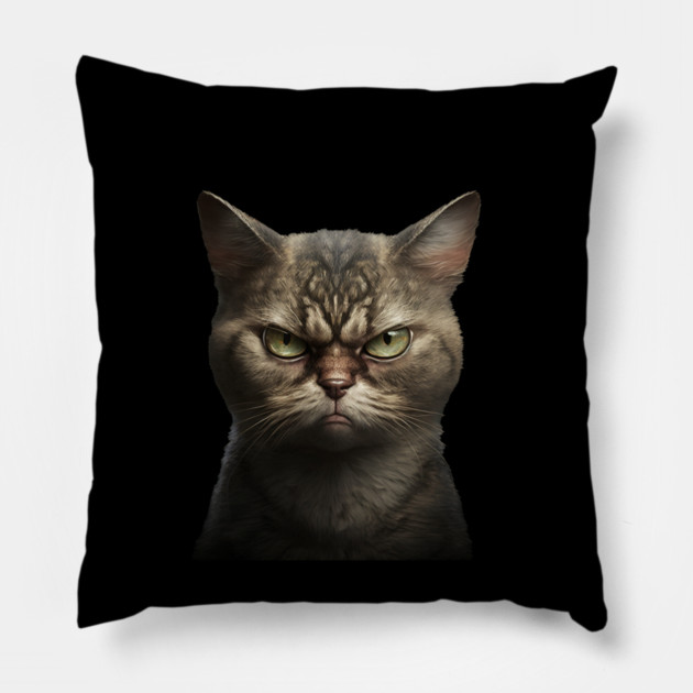 Funny Annyoyed Cat Face, Love Cats Pillow by logiamerch