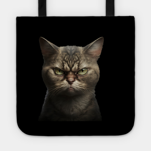 Funny Annyoyed Cat Face, Love Cats Tote by logiamerch
