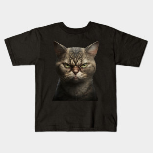 Funny Annyoyed Cat Face, Love Cats Kids T-Shirt
