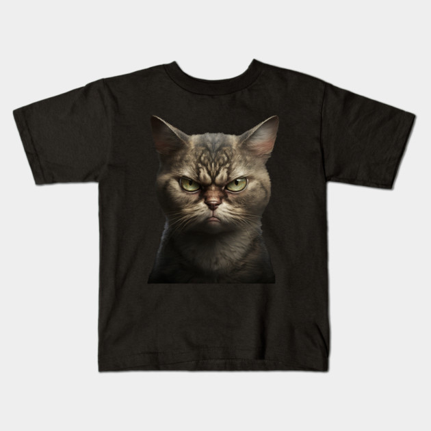 Funny Annyoyed Cat Face, Love Cats Kids T-Shirt by logiamerch