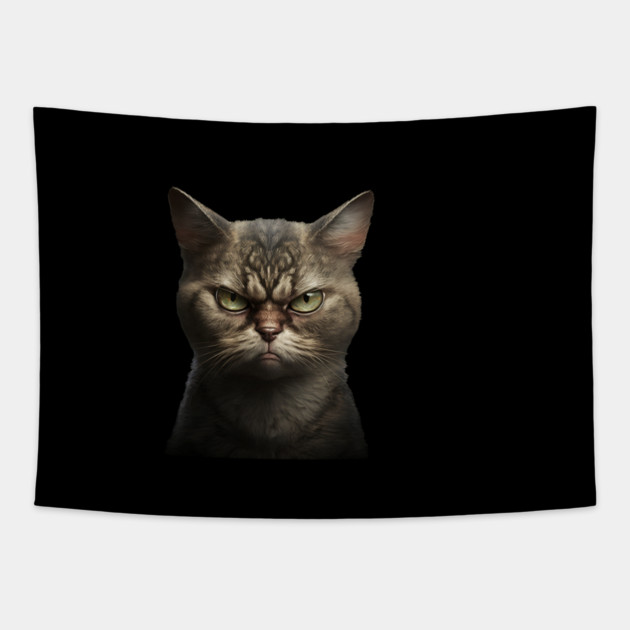 Funny Annyoyed Cat Face, Love Cats Tapestry by logiamerch