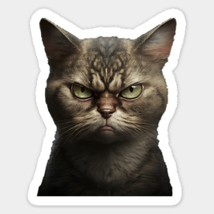 Funny Annyoyed Cat Face, Love Cats Sticker