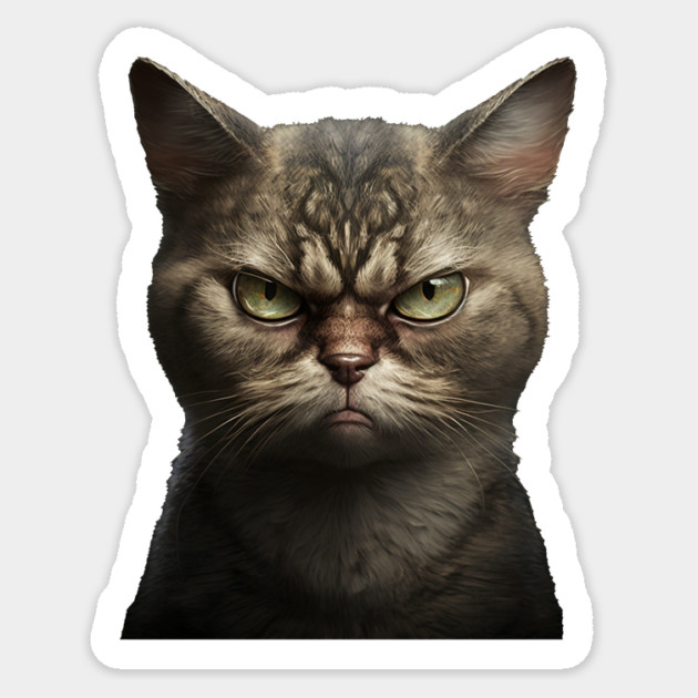 Funny Annyoyed Cat Face, Love Cats Sticker by logiamerch
