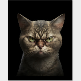 Funny Annyoyed Cat Face, Love Cats Posters and Art
