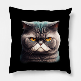 Funny Annyoyed Cat Face, Love Cats Pillow