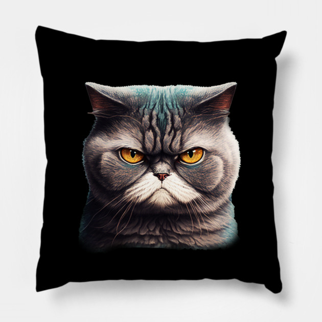 Funny Annyoyed Cat Face, Love Cats Pillow by logiamerch