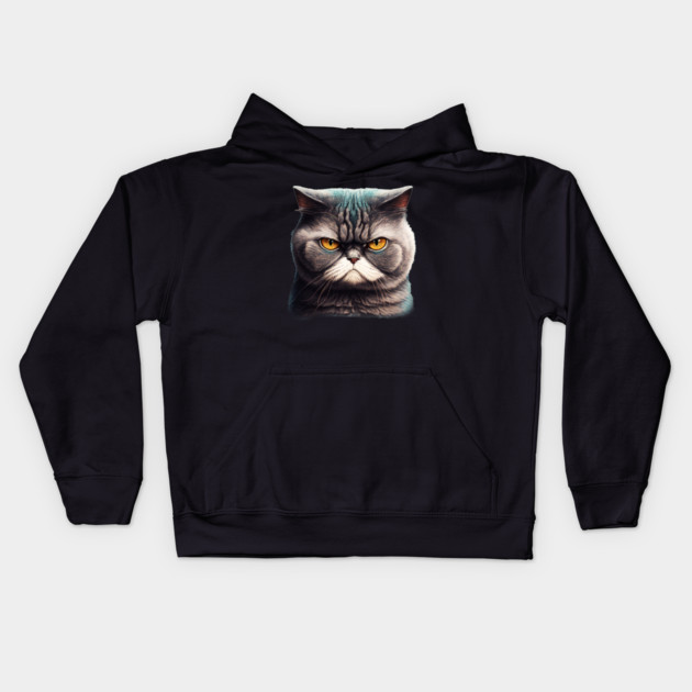 Funny Annyoyed Cat Face, Love Cats Kids Hoodie by logiamerch