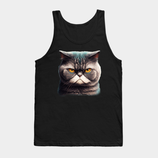 Funny Annyoyed Cat Face, Love Cats Tank Top by logiamerch