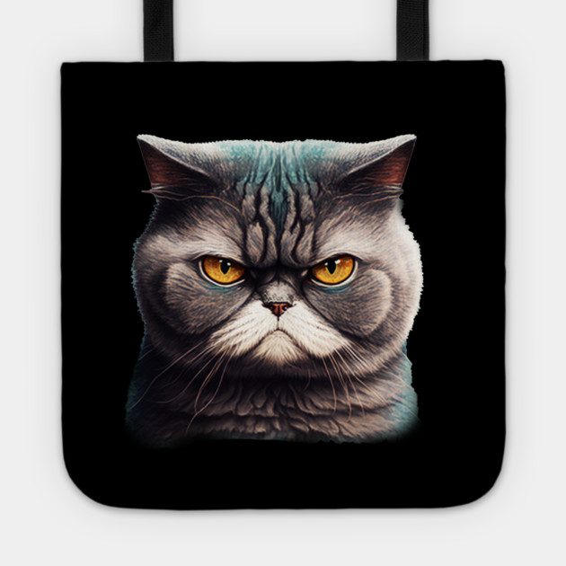 Funny Annyoyed Cat Face, Love Cats Tote by logiamerch
