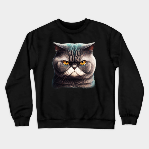 Funny Annyoyed Cat Face, Love Cats Crewneck Sweatshirt by logiamerch