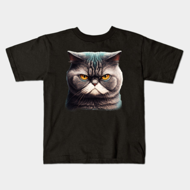 Funny Annyoyed Cat Face, Love Cats Kids T-Shirt by logiamerch