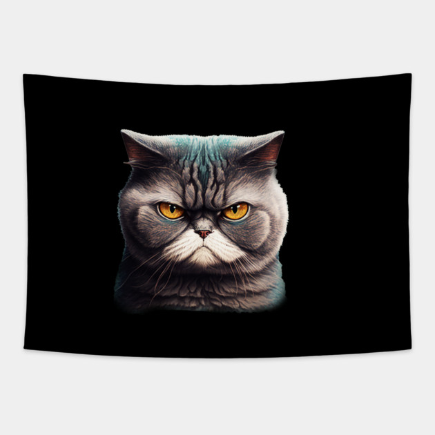 Funny Annyoyed Cat Face, Love Cats Tapestry by logiamerch