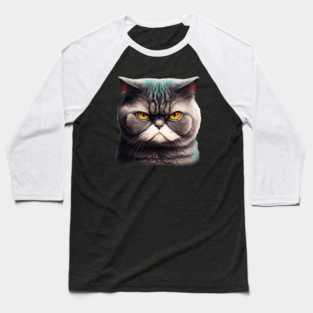 Funny Annyoyed Cat Face, Love Cats Baseball T-Shirt