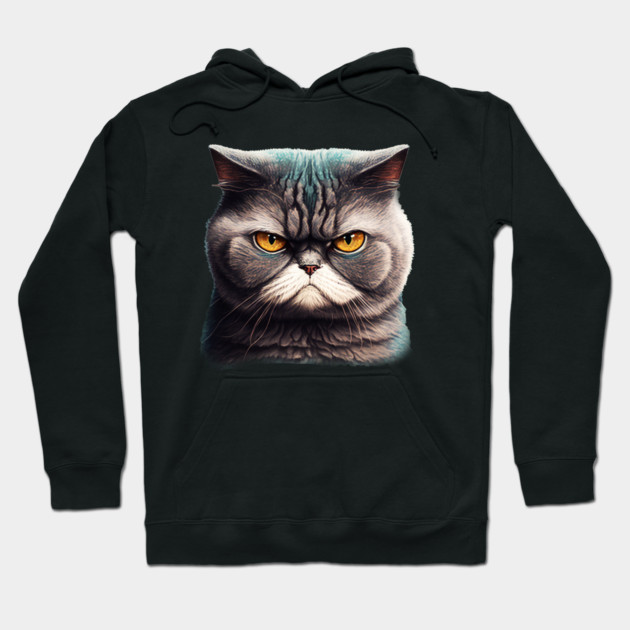 Funny Annyoyed Cat Face, Love Cats Hoodie by logiamerch