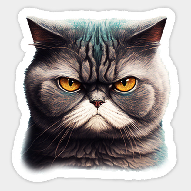 Funny Annyoyed Cat Face, Love Cats Sticker by logiamerch