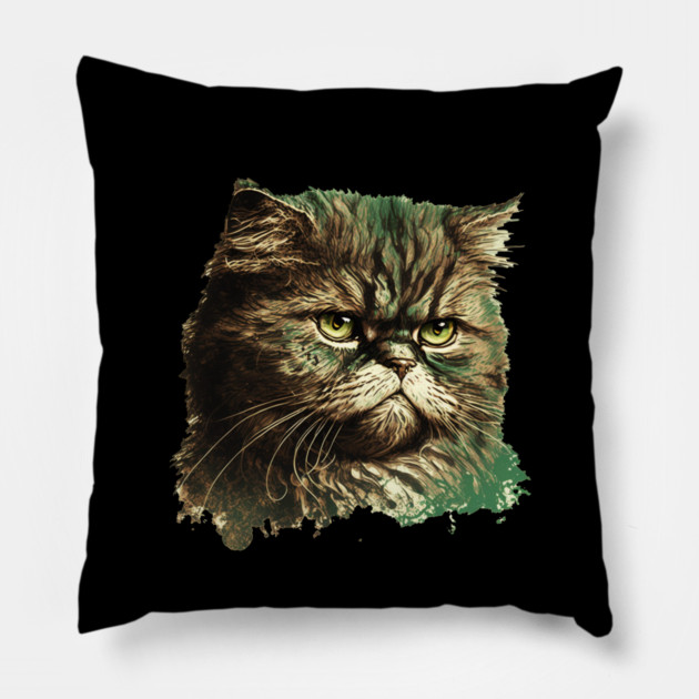 Funny Annyoyed Cat Face, Love Cats Pillow by logiamerch