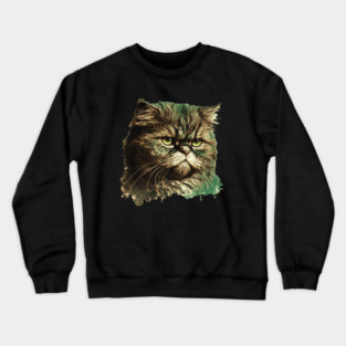 Funny Annyoyed Cat Face, Love Cats Crewneck Sweatshirt