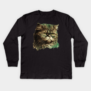 Funny Annyoyed Cat Face, Love Cats Kids Long Sleeve T-Shirt