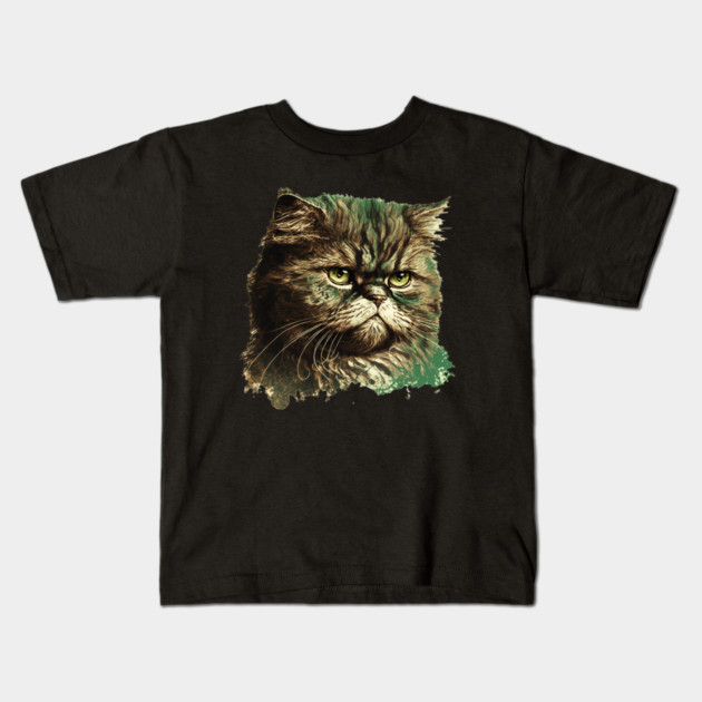 Funny Annyoyed Cat Face, Love Cats Kids T-Shirt by logiamerch
