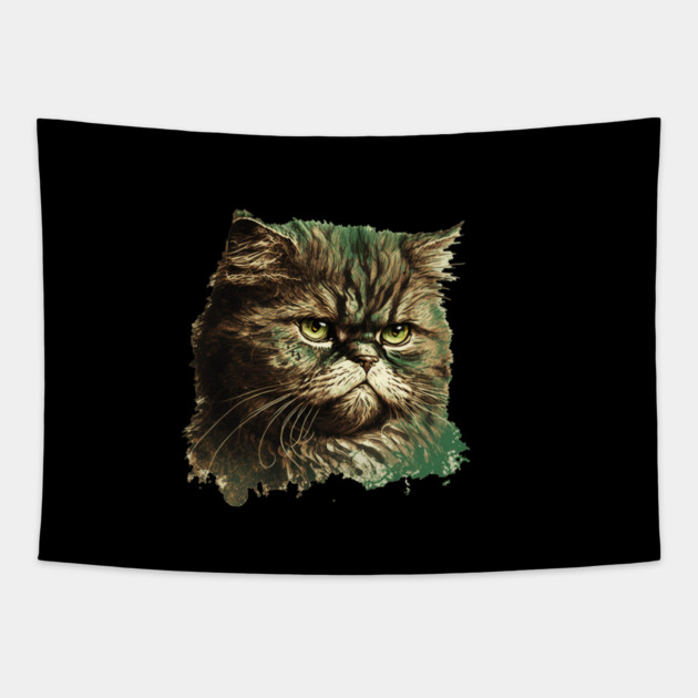 Funny Annyoyed Cat Face, Love Cats Tapestry by logiamerch