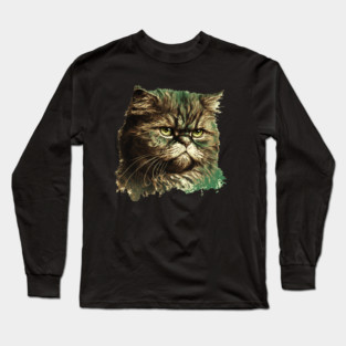 Funny Annyoyed Cat Face, Love Cats Long Sleeve T-Shirt