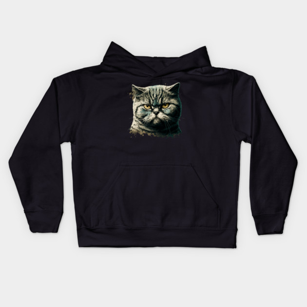 Funny Annyoyed Cat Face, Love Cats Kids Hoodie by logiamerch