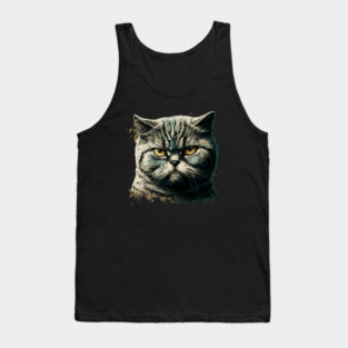 Funny Annyoyed Cat Face, Love Cats Tank Top