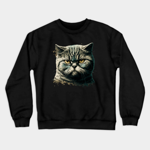 Funny Annyoyed Cat Face, Love Cats Crewneck Sweatshirt by logiamerch
