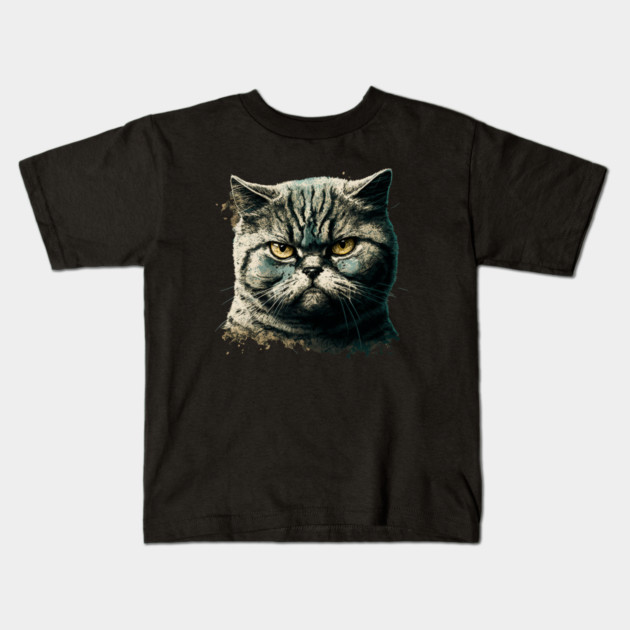 Funny Annyoyed Cat Face, Love Cats Kids T-Shirt by logiamerch