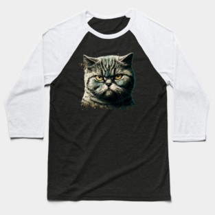 Funny Annyoyed Cat Face, Love Cats Baseball T-Shirt