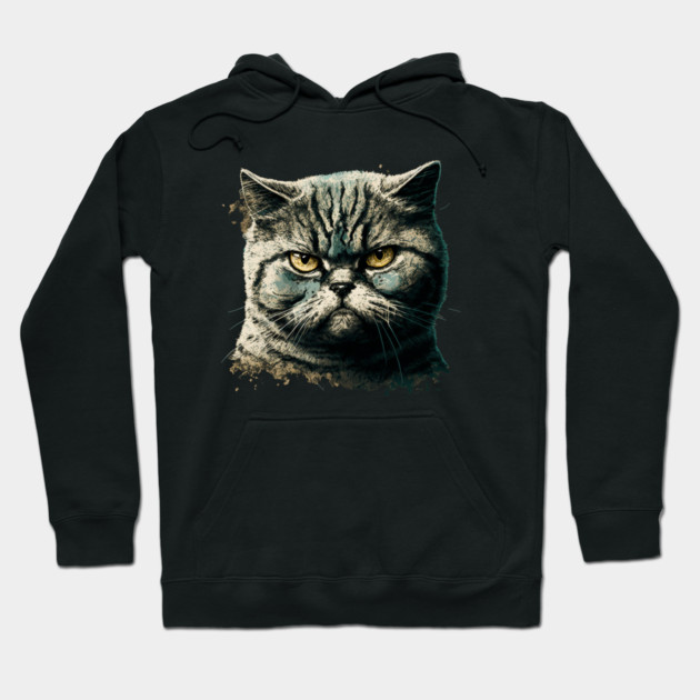 Funny Annyoyed Cat Face, Love Cats Hoodie by logiamerch