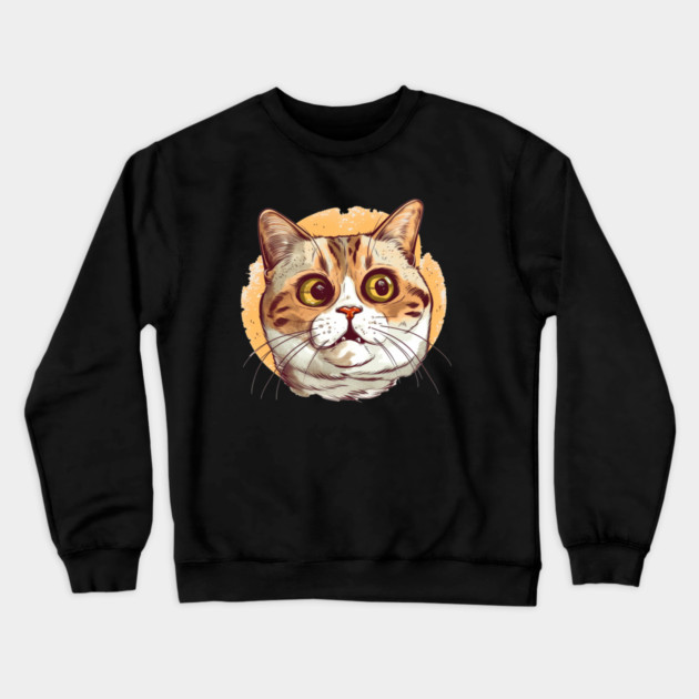 Funny Cat Face, Love Cats Crewneck Sweatshirt by logiamerch