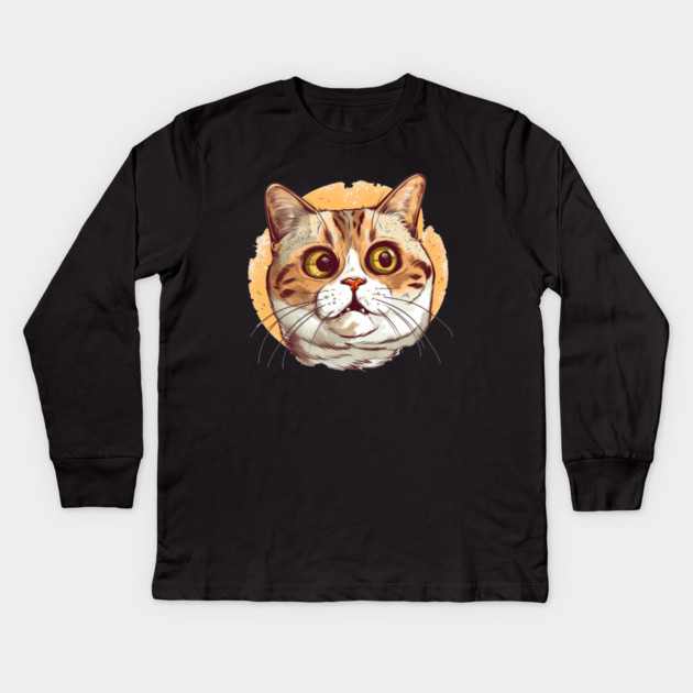 Funny Cat Face, Love Cats Kids Long Sleeve T-Shirt by logiamerch