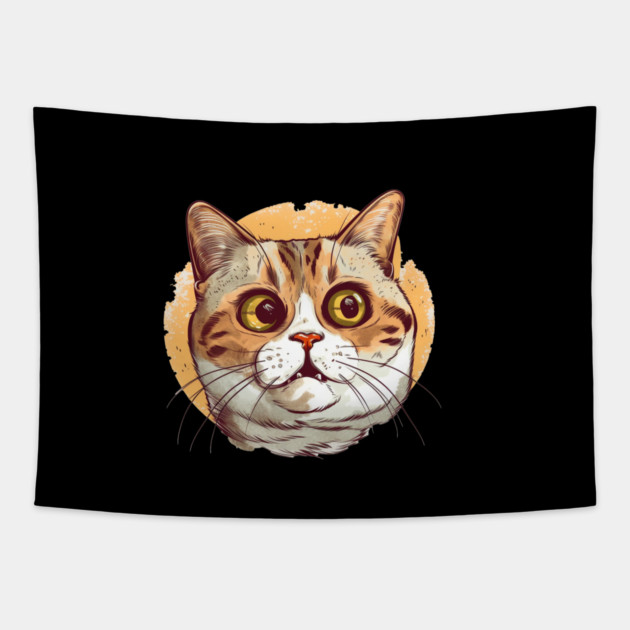 Funny Cat Face, Love Cats Tapestry by logiamerch