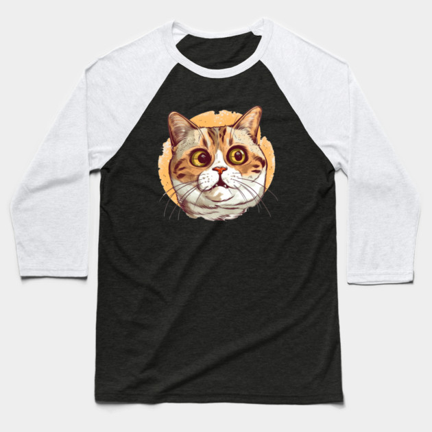 Funny Cat Face, Love Cats Baseball T-Shirt by logiamerch