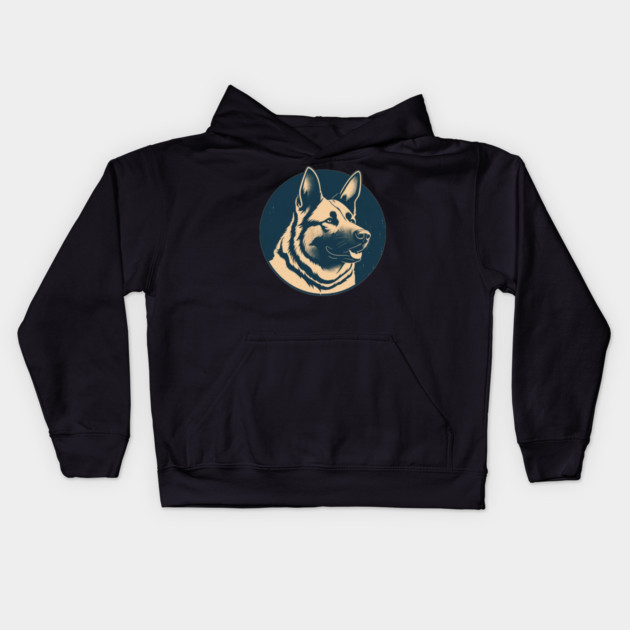 German Shepherd Minimal Style, Love Dogs Kids Hoodie by logiamerch