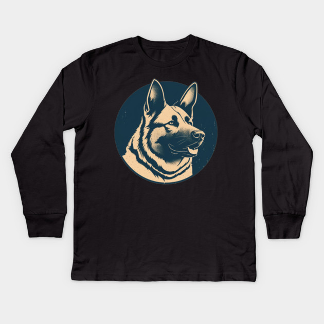German Shepherd Minimal Style, Love Dogs Kids Long Sleeve T-Shirt by logiamerch