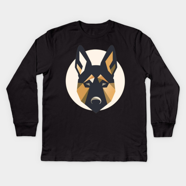 German Shepherd Minimal Geometric Style, Love Dogs Kids Long Sleeve T-Shirt by logiamerch