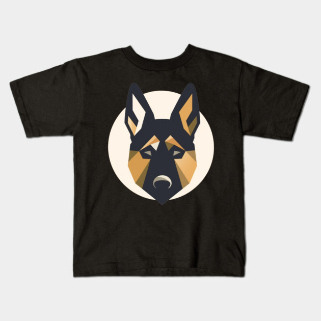 German Shepherd Minimal Geometric Style, Love Dogs Kids T-Shirt by logiamerch