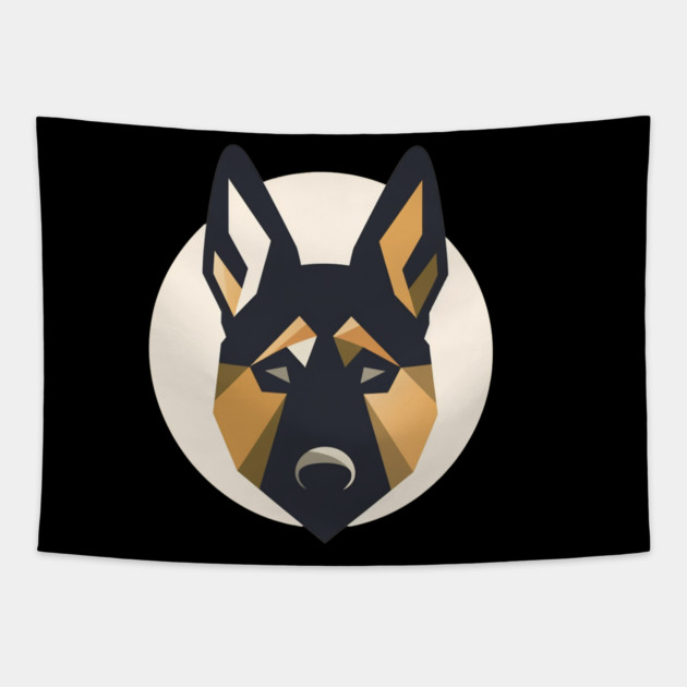 German Shepherd Minimal Geometric Style, Love Dogs Tapestry by logiamerch