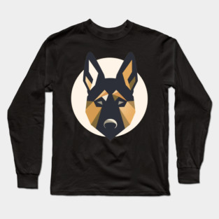 German Shepherd Minimal Geometric Style, Love Dogs Long Sleeve T-Shirt