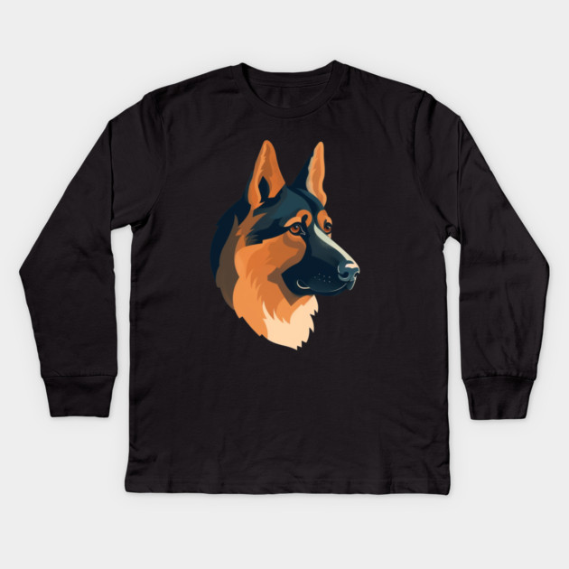 German Shepherd Minimal Style, Love Dogs Kids Long Sleeve T-Shirt by logiamerch