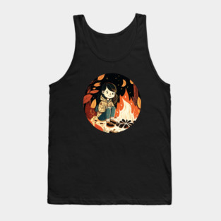 Girl Camping in the Woods, Campfire Tank Top