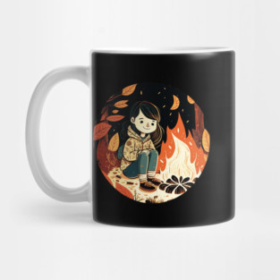 Girl Camping in the Woods, Campfire Mug